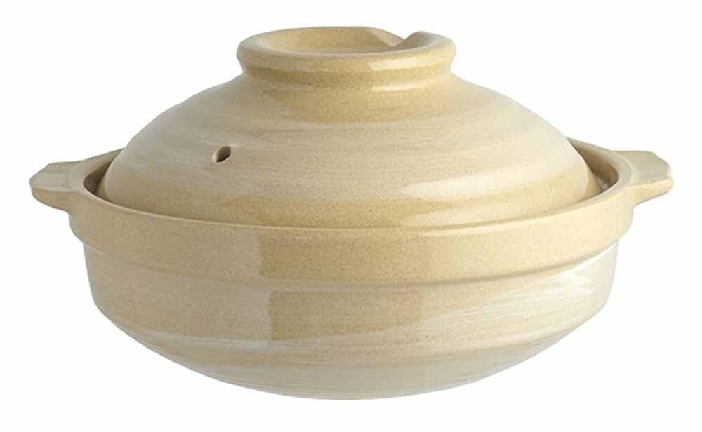 Cheery Japan リビング 刷毛目柄 土鍋 4号 19cm 一人鍋 浅型 容量0.8L拍卖