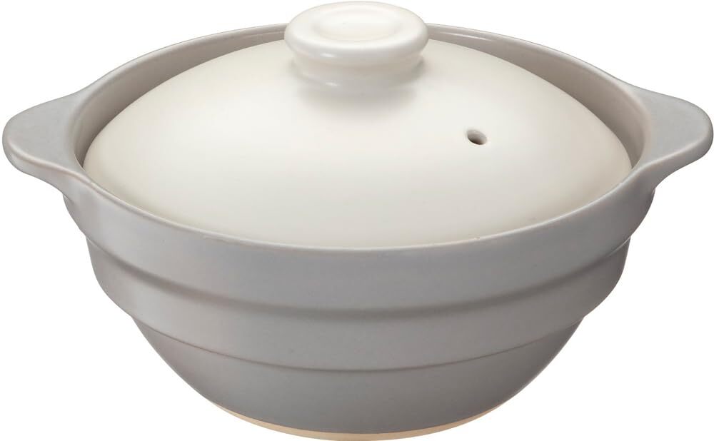 イシガキ 鍋 5号 グレー 約直径20×奥行16.5×高10.5cm 容量約0.65L 収納がいい 土鍋 1人用 ガス火 電子レンジ対応 429拍卖