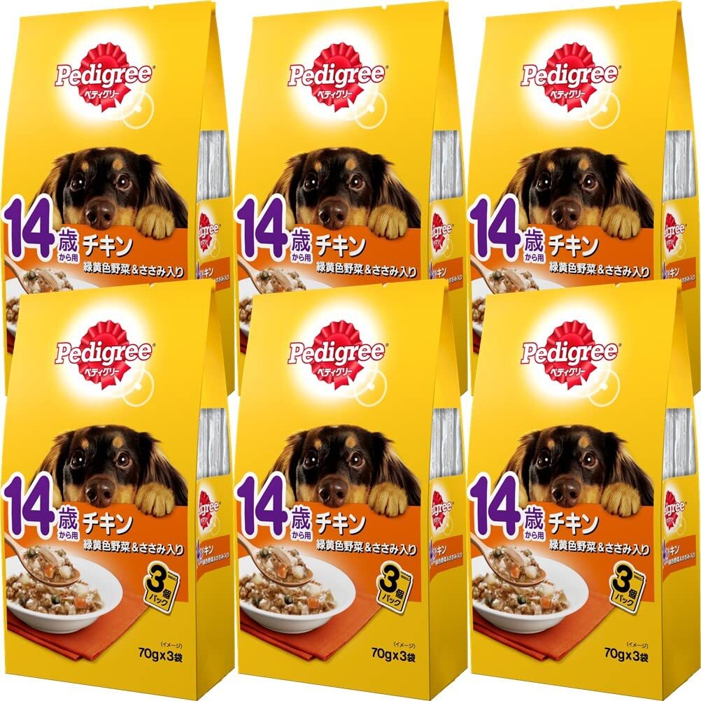 ペディグリー ドッグフード パウチ 14歳から用 チキン&緑黄色野菜 ささみ入り 高齢犬用 70グラム (x 6) (まとめ買い)拍卖