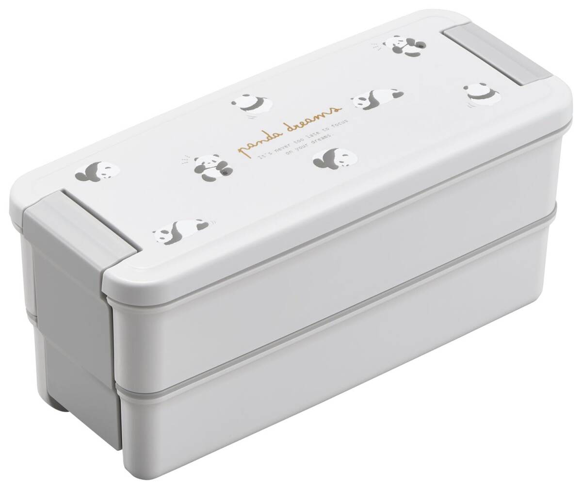 OSK(オーエスケー) 二段弁当箱 ぱんだ ランチボックス二段 仕切付 上340 下310ml 日本製 食洗機 電子レンジ対応 抗菌 ロック付き拍卖