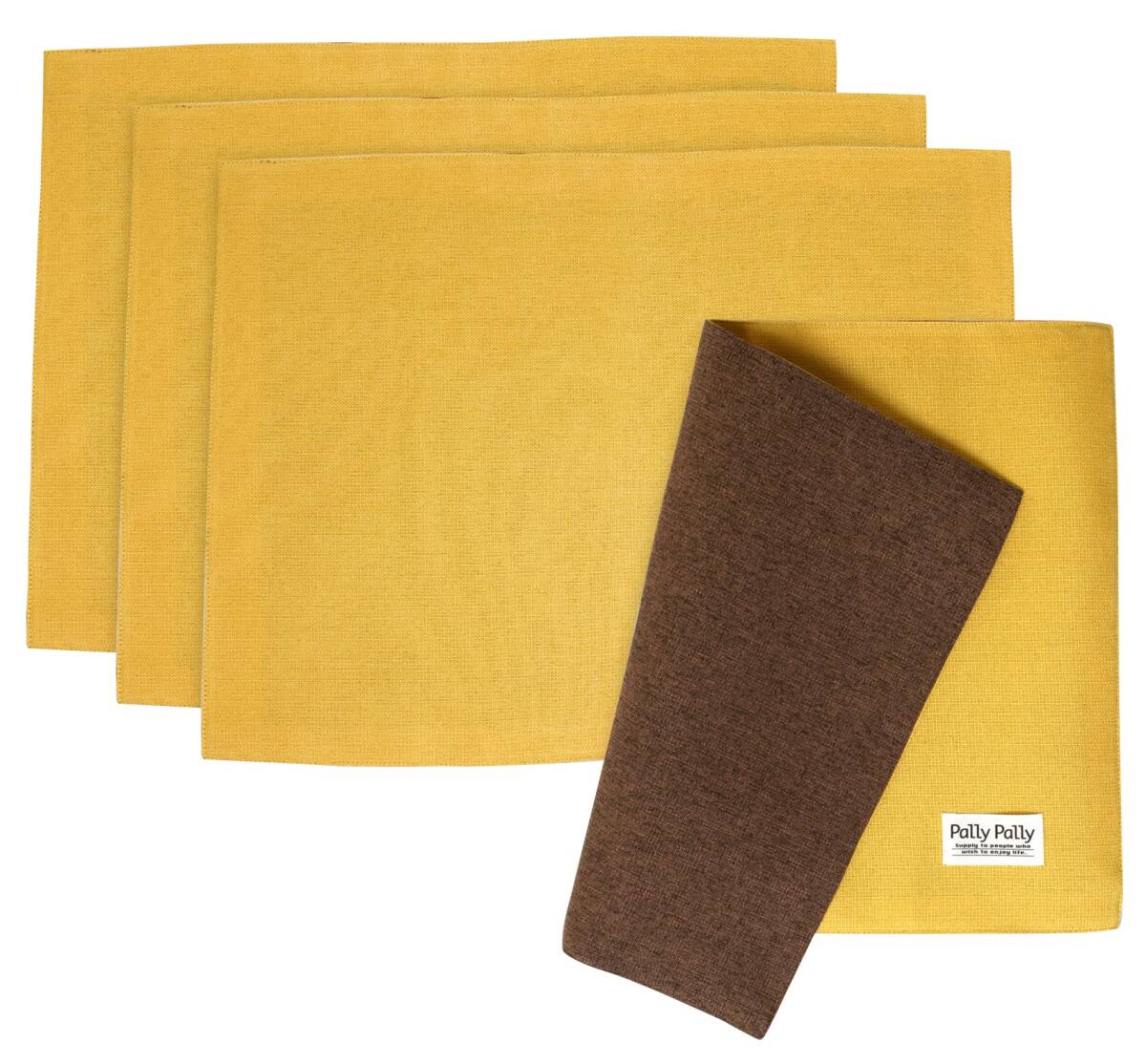 サンベルム(sanbelm) 【4枚組】 卓上 ランチョンマット はっ水 リバーシブル 洗える 40×30cm イエロー ブラウン Pally拍卖