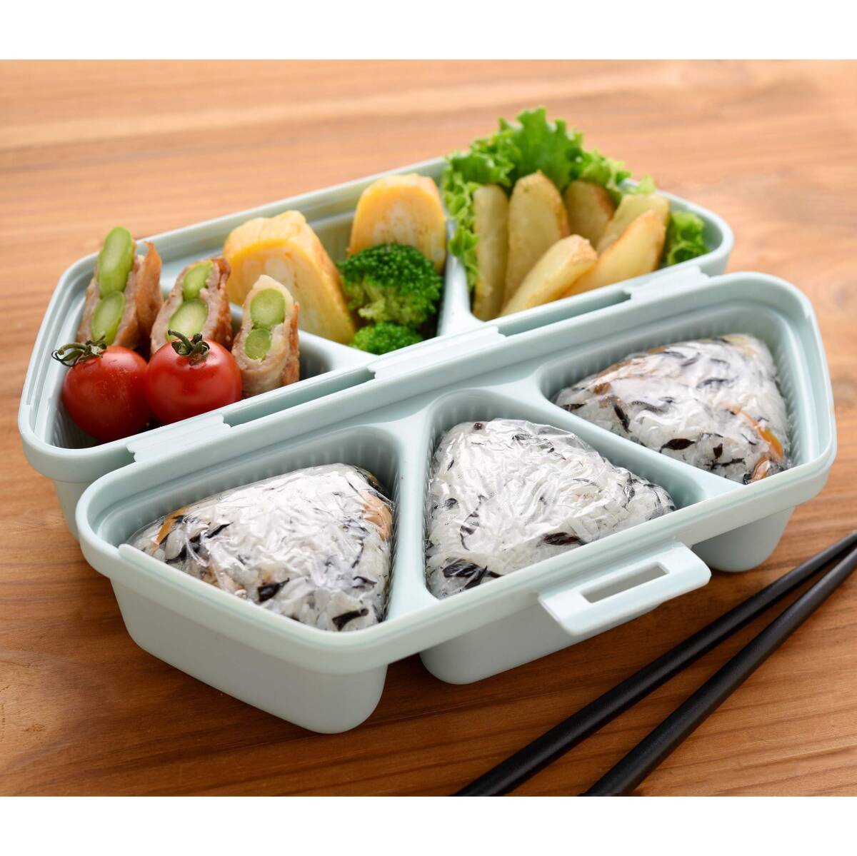 アーネスト おにぎりケース 弁当箱 (おかずもOK) おにぎり 型 (簡単おにぎりキット&ケース ムズビート) 大手飲食店愛用ブランド ブルー拍卖