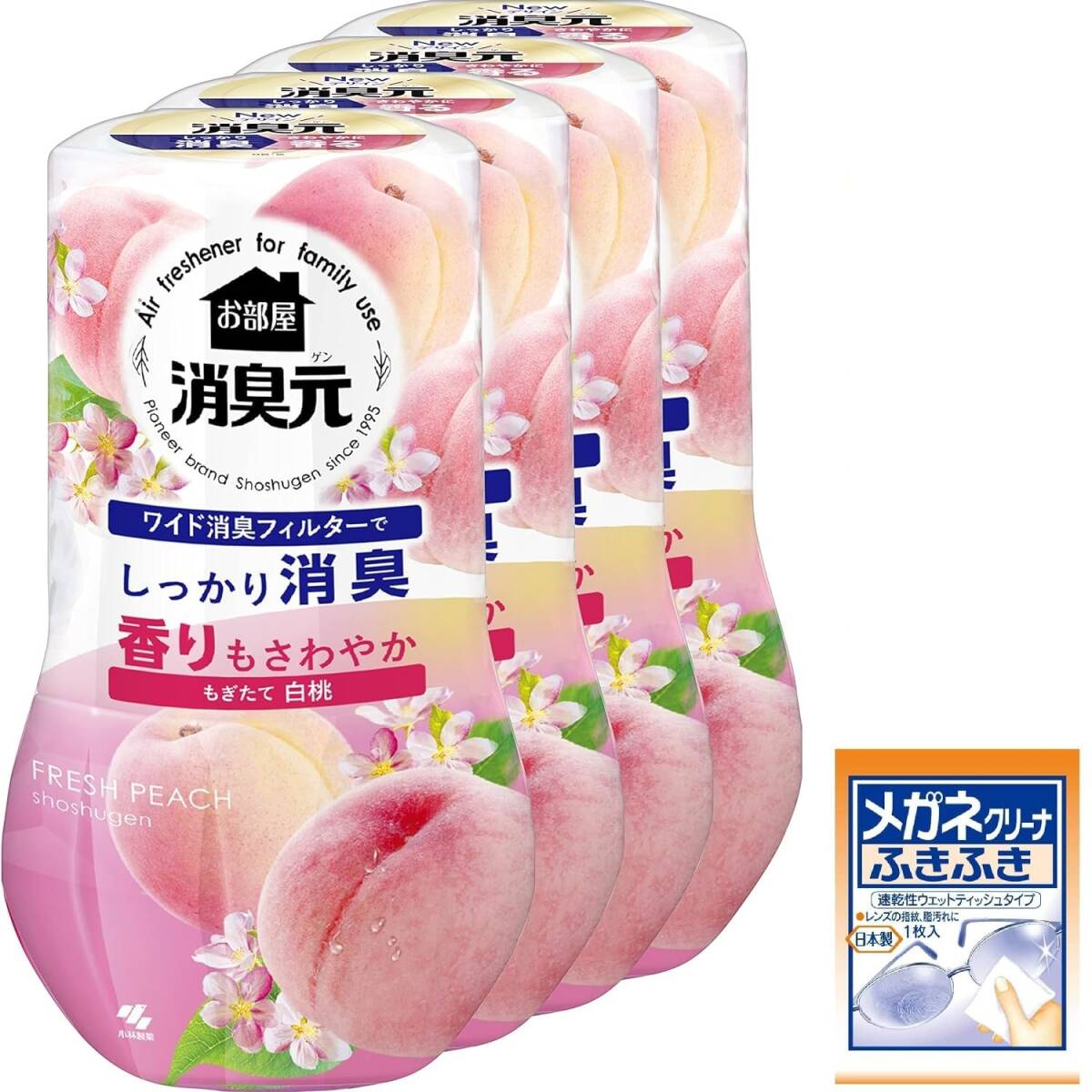 【まとめ買い】お部屋の消臭元 もぎたて白桃 消臭芳香剤 部屋用 置き型400ml×4個 (おまけ付き) 小林製薬拍卖