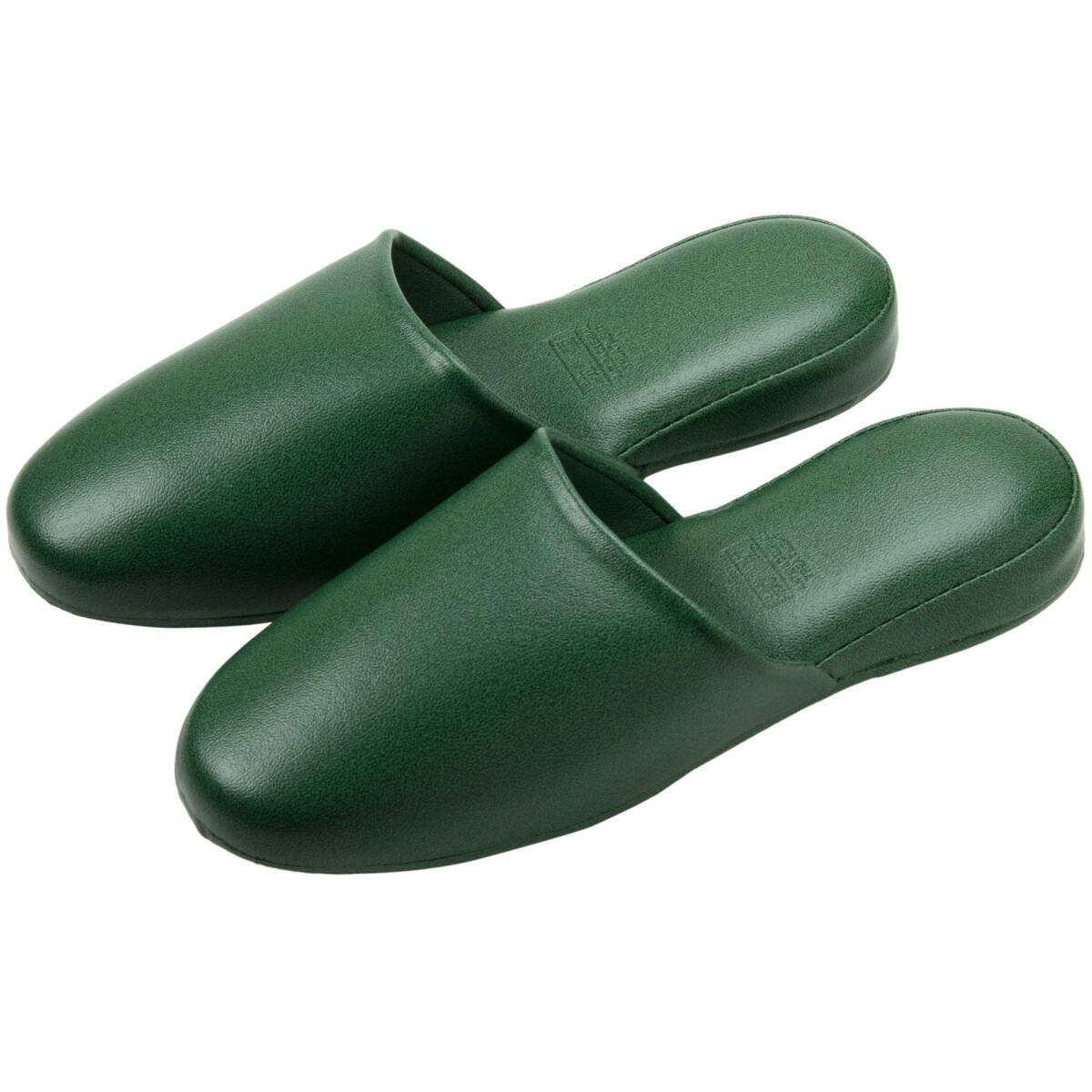 ニッポン スリッパ ビニールレザー かぶりプラット 26cm グリーン 抗菌 348558拍卖