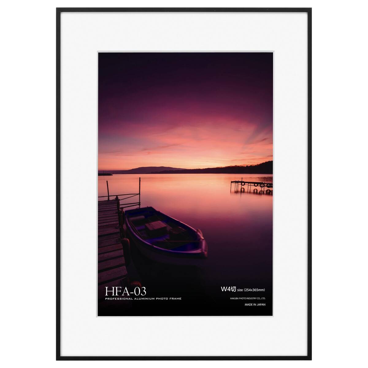 HAKUBA 額縁 アルミ HFA-03 ワイド4切 ブラック(ホワイトマット) HFA-03BWM-W4拍卖