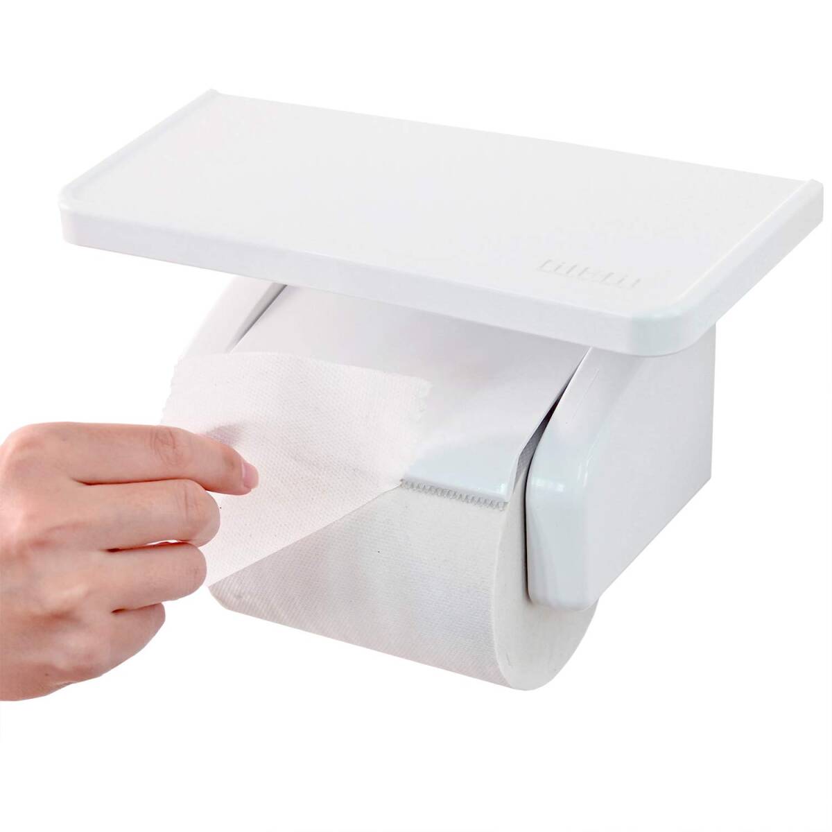 オカ(OKA) fill+fit(フィルフィット) ワンタッチ トイレットペーパーホルダー棚付き ホワイト(我が家べんり化計画 紙巻き器)拍卖