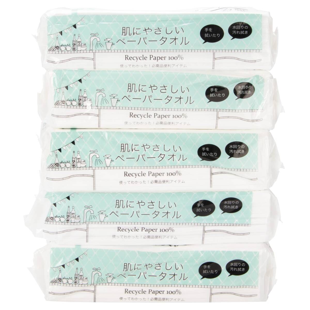 紺屋商事 タオル ペーパー 厚手40gソフト 超吸収する紙ふきふきペーパータオル中判200枚入り5パック(1000枚)220mmx230mm拍卖