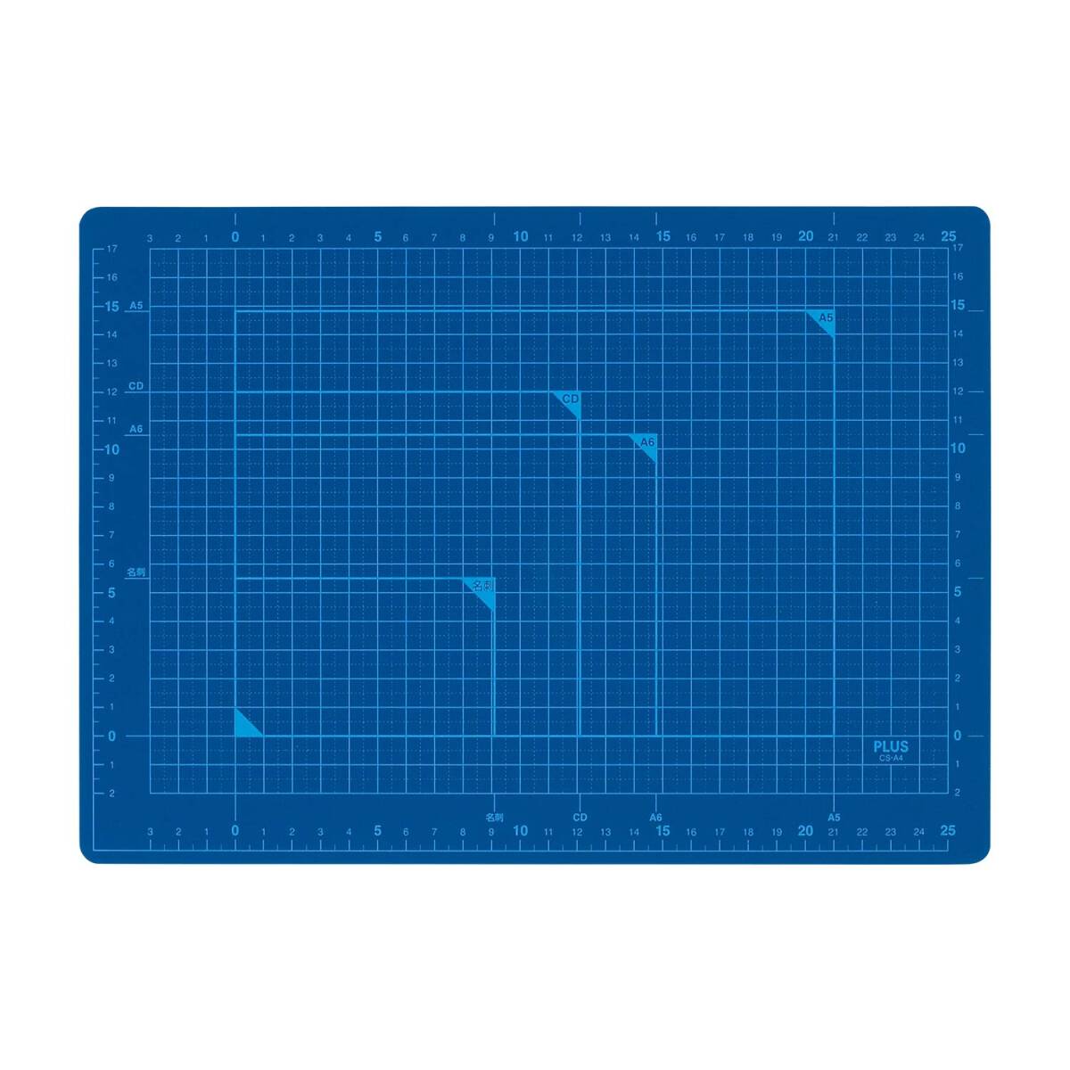 プラス カッターマット 両面 A4 230×320mm ブルー 48-571拍卖
