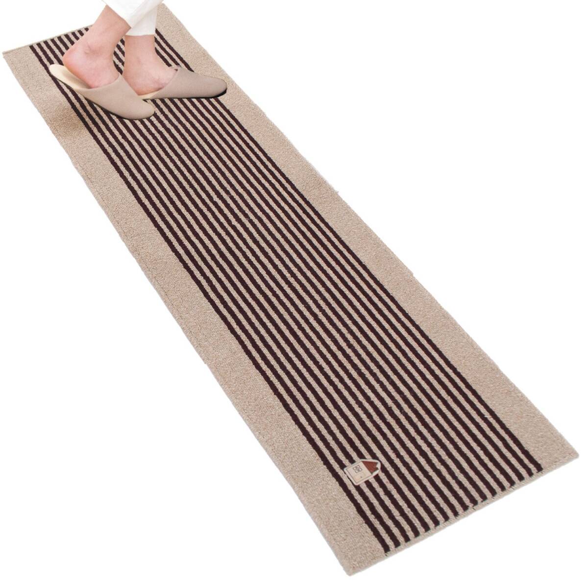 オカ カーサ キッチンマット 約45cm×180cm【ブラウン】(台所マット ボーダー CASA)拍卖