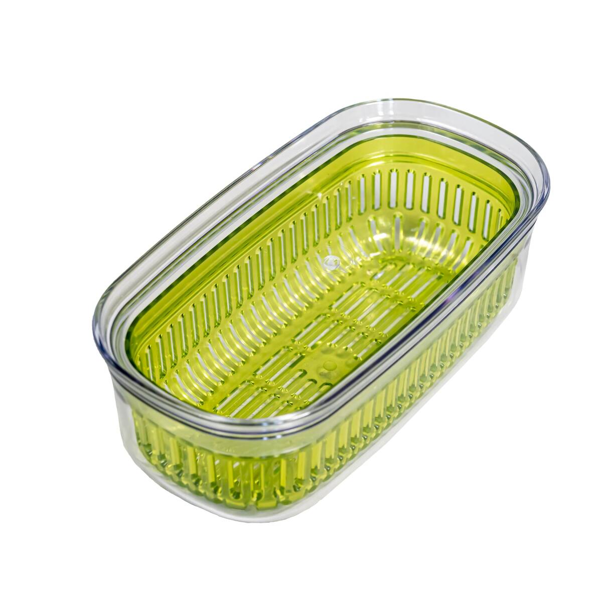 オカ(OKA) PLYS ベジマジ 野菜用保存カゴ あらう スリム グリーン (ざる 収納 水切り ボウル) 10.5cm×20cm×7cm拍卖