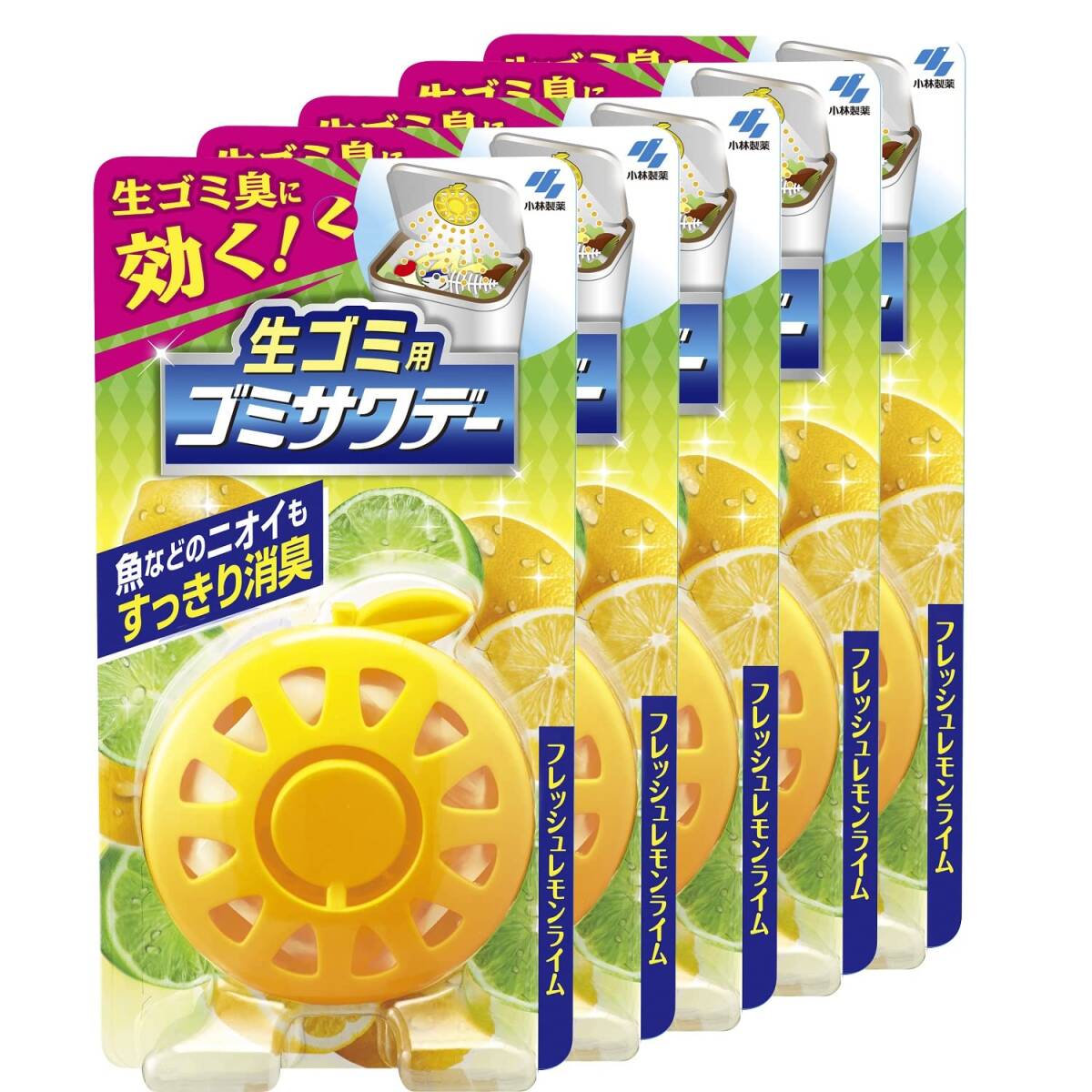【まとめ買い】生ゴミ用 ゴミサワデー ゴミ箱 生ごみ 消臭 芳香剤 フレッシュレモンライムの香り 2.7ml×5個 小林製薬拍卖