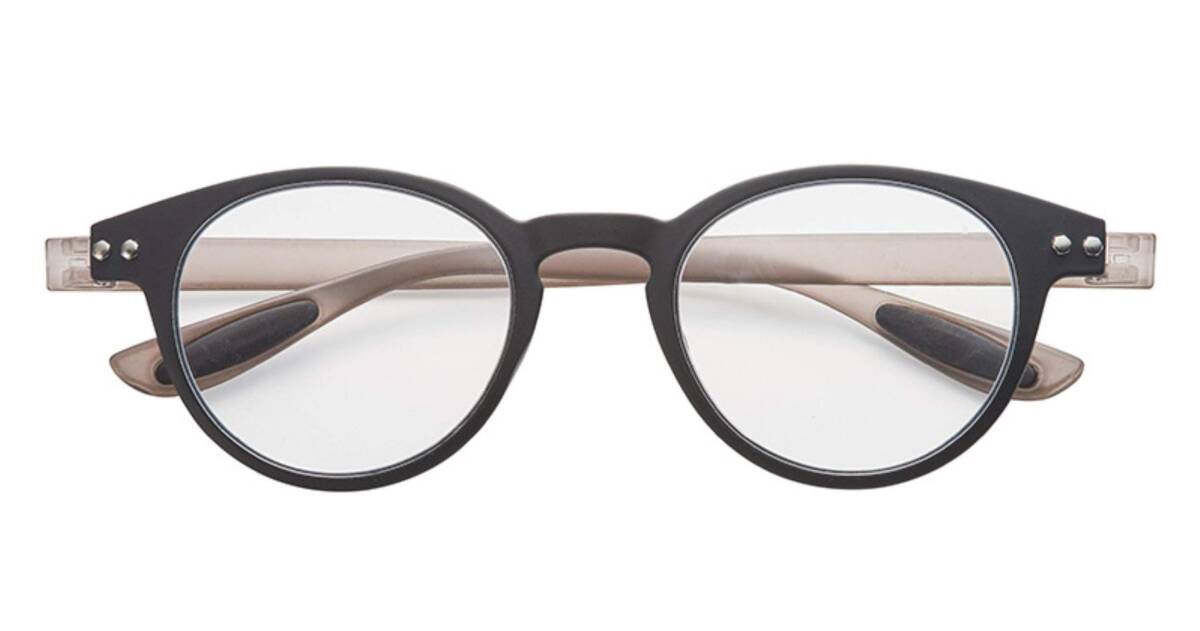 老眼鏡 ブルーライトカット 携帯 軽量 おしゃれ ボストン colorfulook ブラック*グレー 度数+0.50 (カラフルック 軽量 形状拍卖