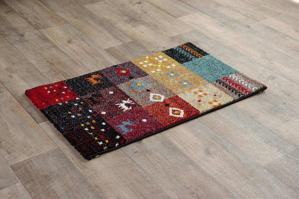 イケヒコ 玄関 選べる マット ラグ ウィルトン トルコ フォリア 約70×120cm レッド ギャベ柄 抗菌防臭 消臭機能 へたりにくい拍卖