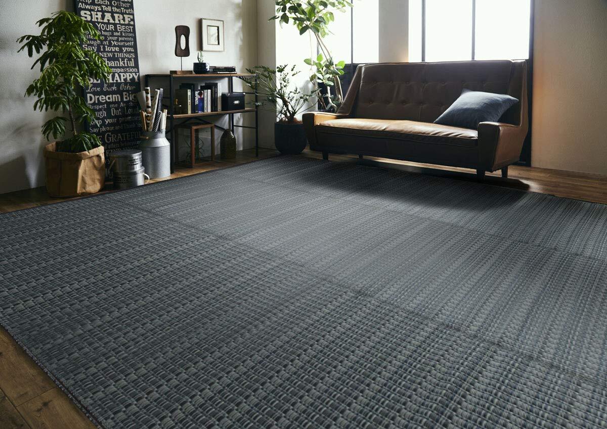 イケヒコ・コーポレーション ラグ カーペット バルカン 団地間2畳 約170×170cm ネイビー 日本製 洗える #2150332拍卖