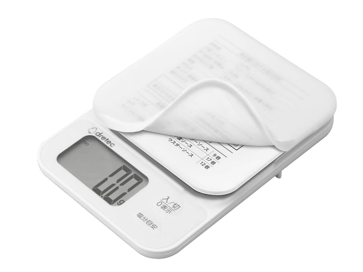 ドリテック(dretec) 味付けの目安がわかるスケール 塩分濃度計 塩分計 メソッド付き シリコーンカバー付き デジタルスケール 3kgまでは拍卖