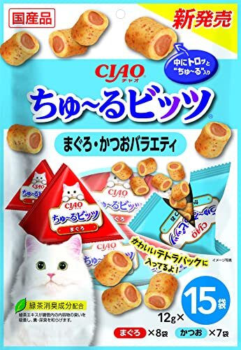 チャオ (CIAO) 猫用おやつ ちゅ~るビッツ まぐろ・かつおバラエティ 猫 12グラム (x 15)拍卖