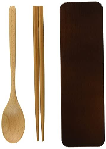 たつみや スプーン&箸セット スライド 曲げわっぱ 日本製 ダークブラウン 18cm拍卖