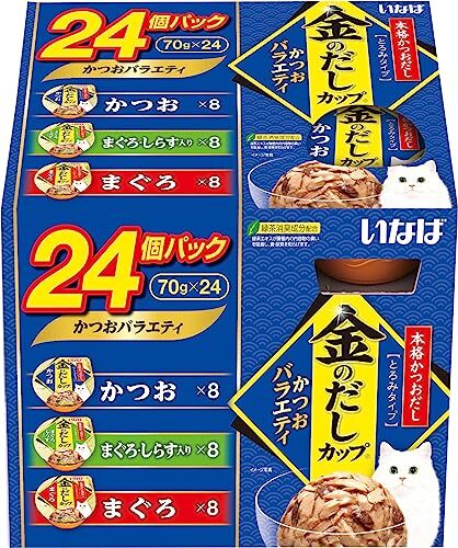 いなば キャットフード 金のだし カップ かつおバラエティパック 70グラム (x 24)拍卖