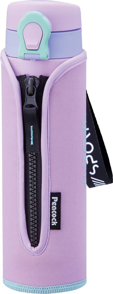 ピーコック 水筒 マグ ボトル 500ml 保温 保冷 ワンタッチ マグボトル ステンレス 魔法瓶 0.5L ケース カバー付き パープル AM拍卖
