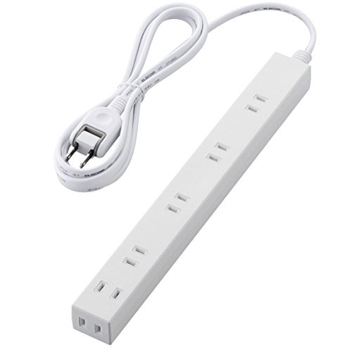 エレコム 電源タップ ACアダプタが5つ挿せる幅広コンセント 雷ガード付 6個口 2m ホワイト T-NSLK-2620WH拍卖