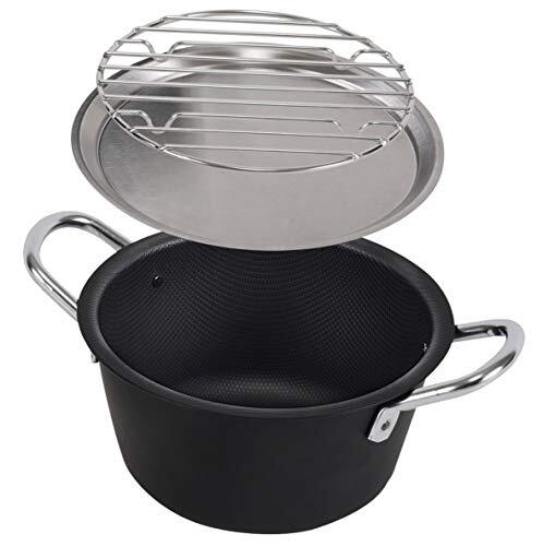 アーネスト 【日本製】 天ぷら鍋 3点セット 燕三条製 (アミ/フタ) エンボス加工 鉄揚げ鍋 お手入れカンタン ミニ (18cm) 深型 (ガ拍卖