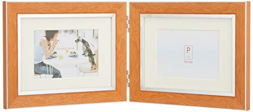 VANJOH フォトフレーム ペアフレーム L・2L マット台紙付き 横 ライトブラウン PF-2LWT-LB拍卖