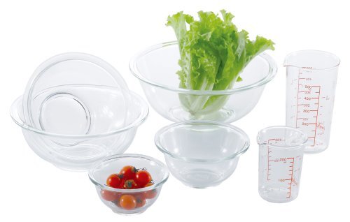 iwaki(イワキ) 耐熱ガラス ボウル 丸型 5個セット メジャーカップ付き PS-BO-50N拍卖