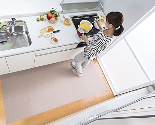 サンコー キッチンマット はっ水 洗える ロングマット 台所 廊下 日本製 おくだけ吸着 フラットタイプ 90×180cm ベージュ KH-83拍卖