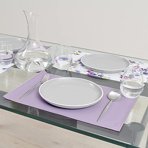 ランチョンマット 2枚セット (30cm×45cm) ラミネートタイプ 無地オックス・ペールライラック拍卖