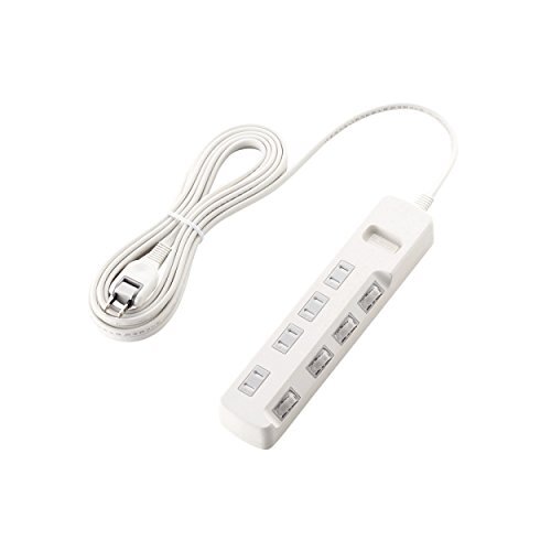 エレコム 電源タップ 雷ガード 個別スイッチ ほこりシャッター付 4個口 5m ホワイト T-K6A-2450WH拍卖