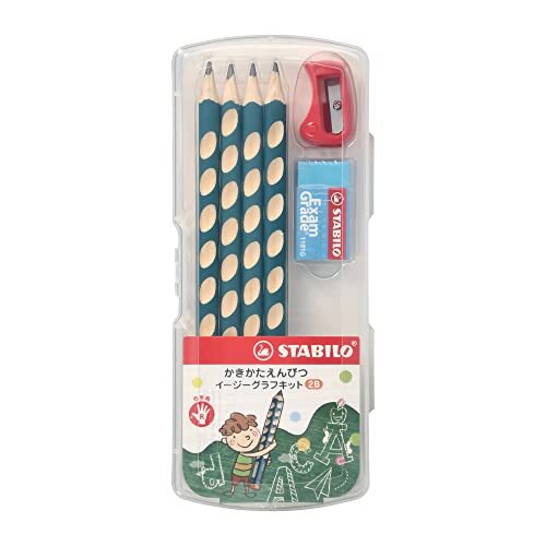 STABILO スタビロ かきかた学習鉛筆 イージーグラフ スターターセット 2B ぺトロール 右手用 三角 持ち方 矯正 名前入り 子供 幼児拍卖