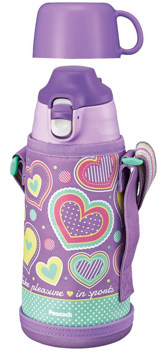 ピーコック 水筒 大容量 直飲み 保冷 800ml 2WAY ボトル コップ飲み 保温 ワンタッチ ポーチ付き 保育園 幼稚園 小学生 運動会拍卖