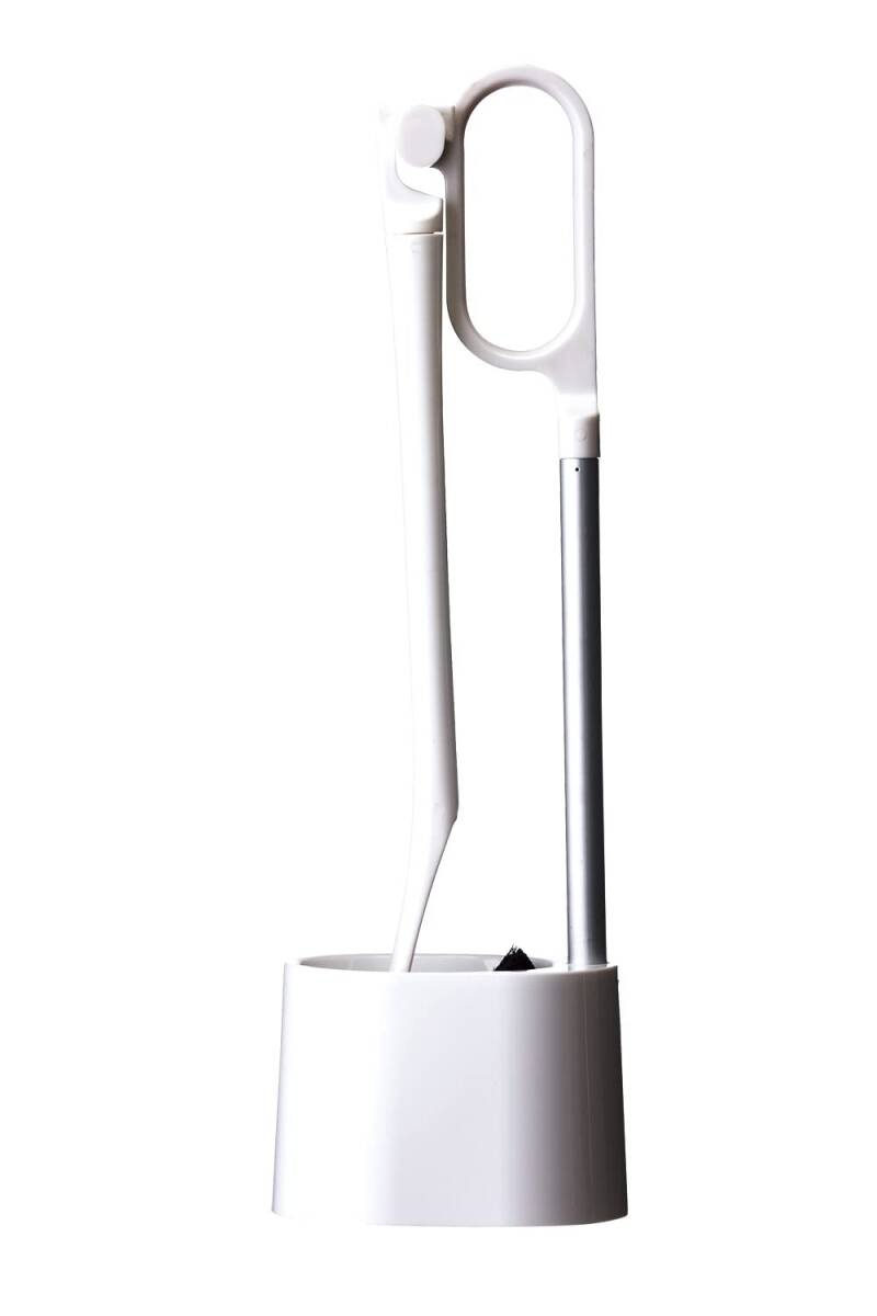 日本クリンテック Ka:z Clean トイレブラシ&スタンド W ホワイト 幅9.5cm 全長46cm 取って付きケース フチ裏に届く お手入拍卖
