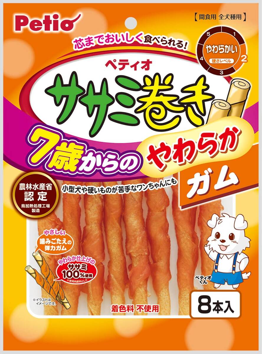ペティオ(Petio) 7歳からのやわらか ササミ巻き ガム 8本入拍卖