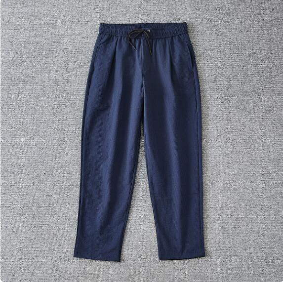 新入荷人気推薦メンズ スラックス 軽やかで通気性 ウエストゴム ロングパンツ 着脱が簡単/ネイビー 2色拍卖