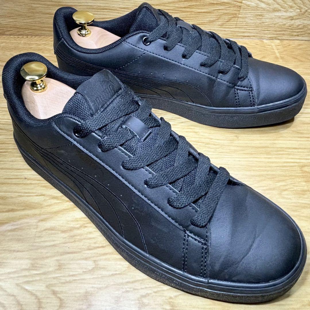 即決◆PUMA◆プーマ 26cm レザースニーカー メンズ オールブラック SOFTFOAM 拍卖