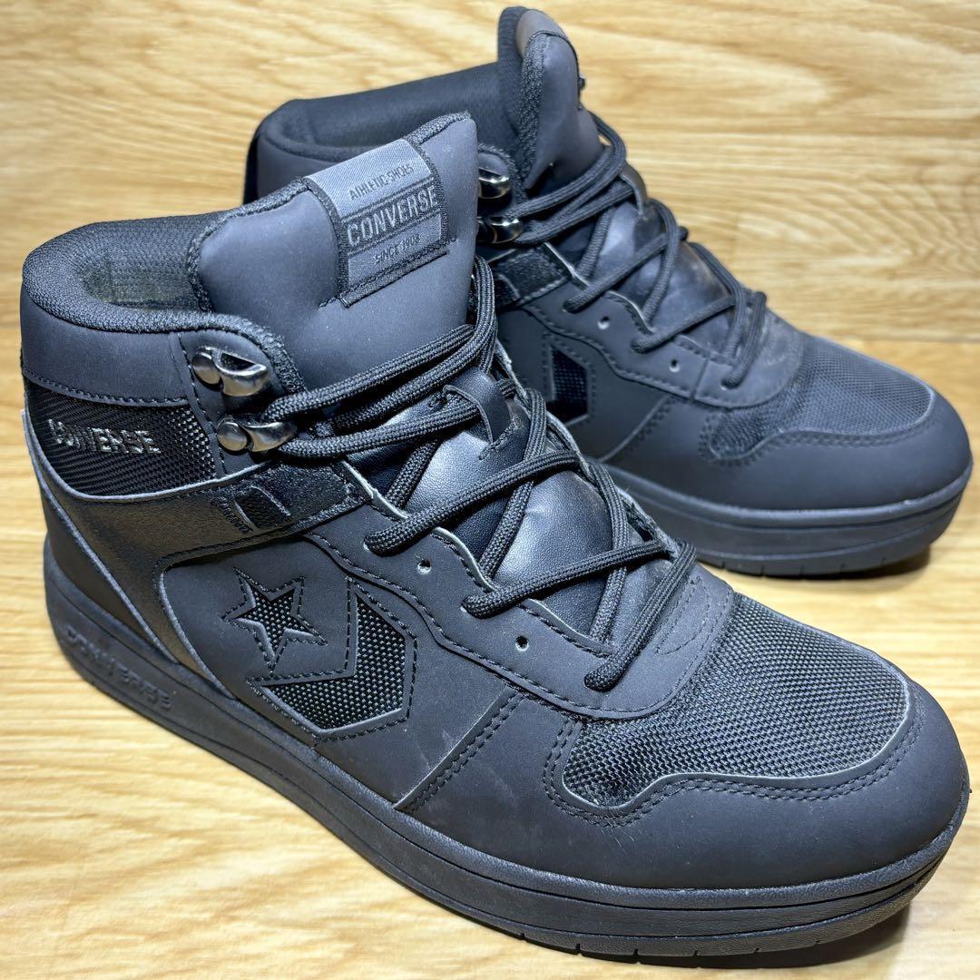 即決◆Converse◆コンバース 25cm ハイカット スニーカー レザー オールブラック 拍卖