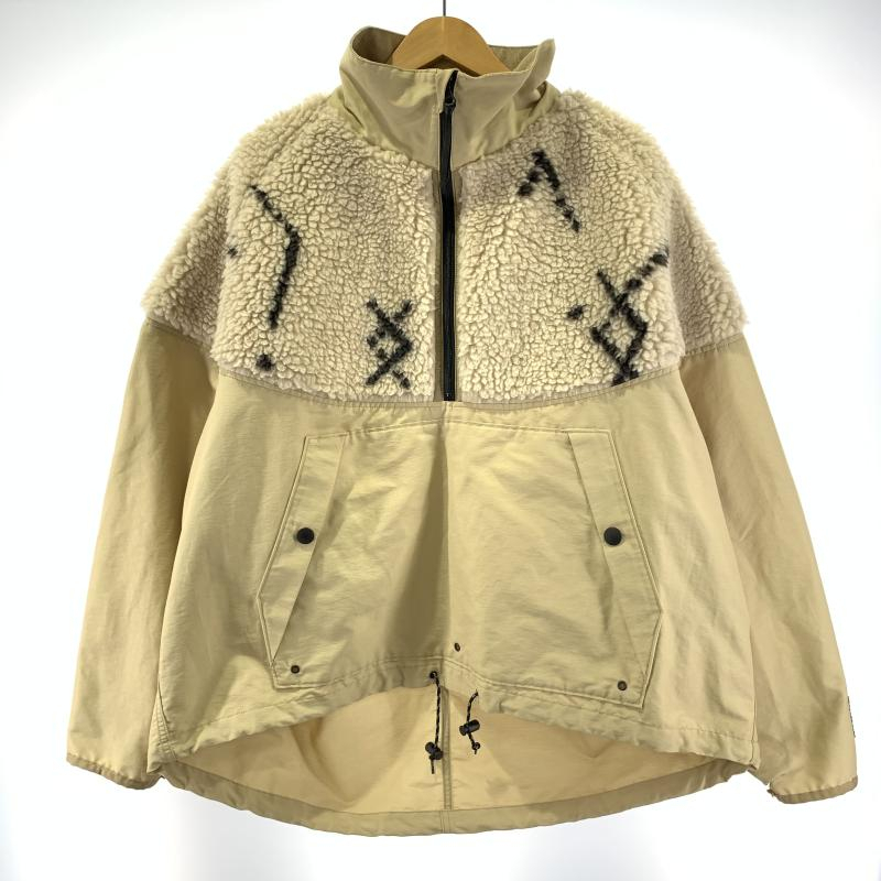 【中古】KAPITAL 60/40 DOGI SASHIKO fleece hutte anorak jacket cream サイズXL K2111LJ133 キャピタル アノラック クロス×道着刺し子[2拍卖