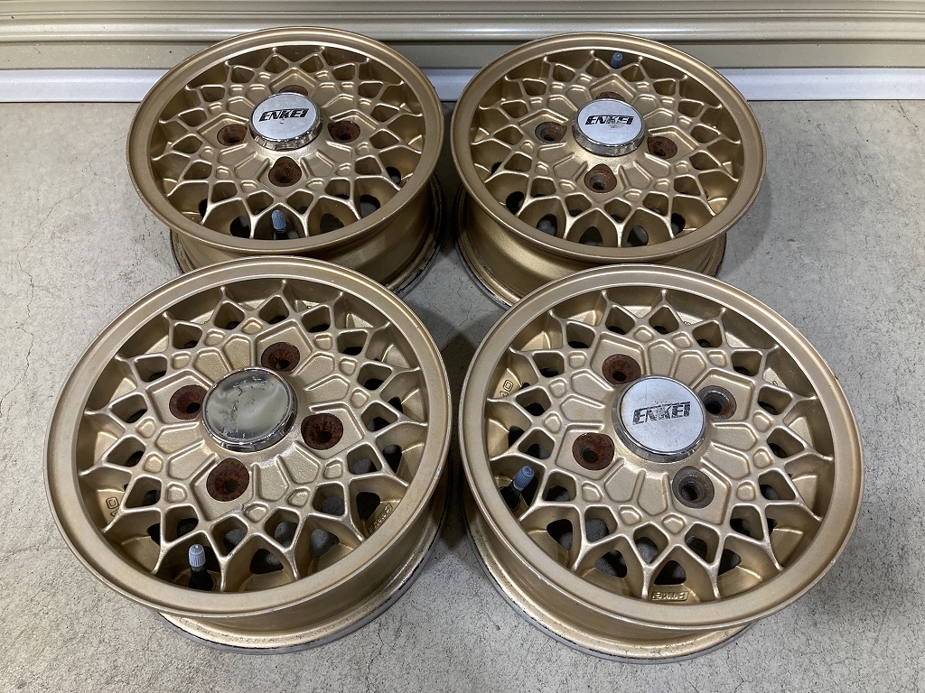 希少 ENKEI エンケイ FM-1 メッシュ ゴールド 10インチ 4J +40 PCD100 4H 4本セット (Q1675)拍卖