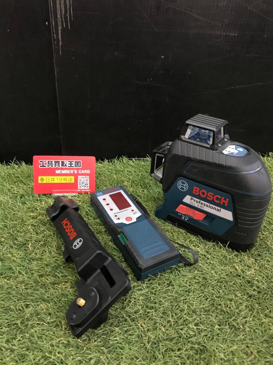 【中古品】【0906】ボッシュ(BOSCH) レーザー墨出し器 GLL3-80 受光器付 ITF65N61SYFI拍卖
