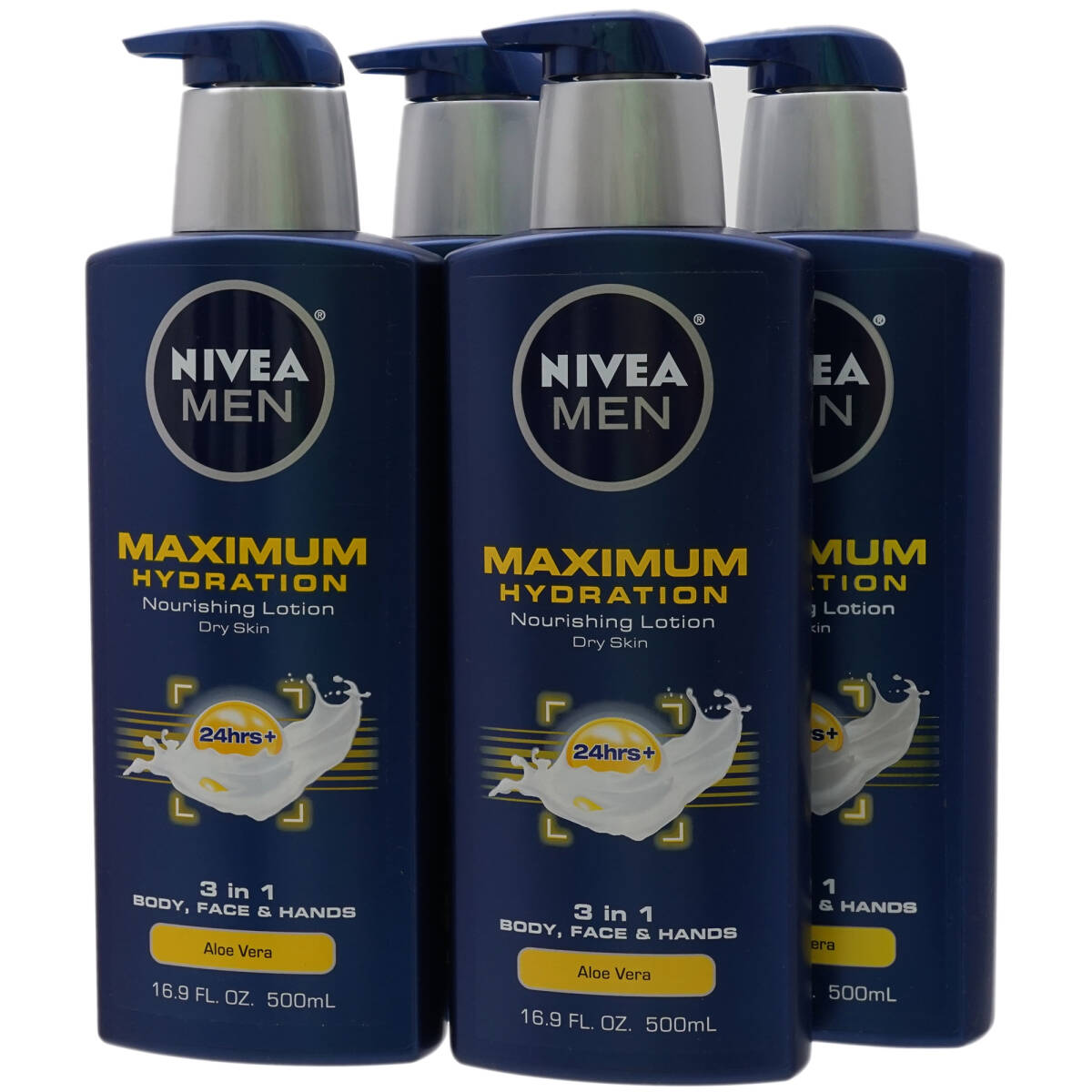 NIVEA MEN Maximum Hydration ボディ ローション アロエベラ 500ml 4本セット 新品 ニベア メン 乾燥肌 保湿剤 16.9 fl oz拍卖