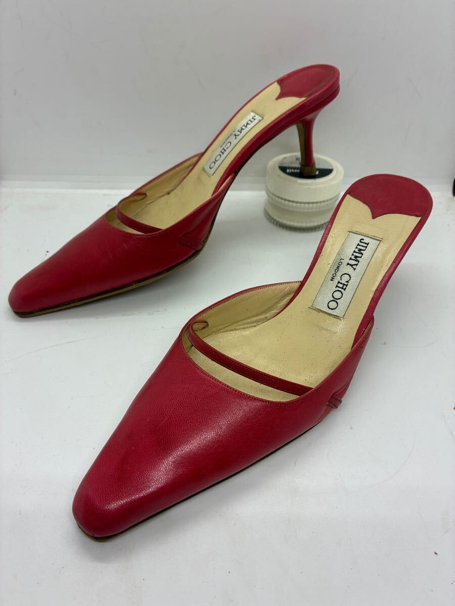 イタリア製 JIMMY CHOO ジミーチュウ ミュール パンプス ポインテッドトゥ 本革 36 1/2拍卖