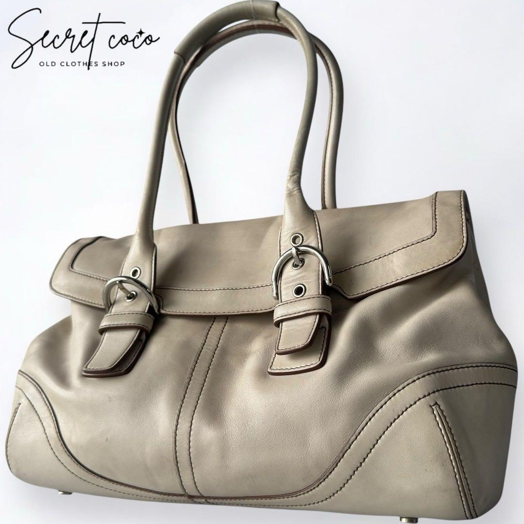 人気 105 COACH コーチ フラップサッチェル シンプル カジュアル レザー ハンドバッグ 鞄 ブランドバッグ かばん アイボリー 上品 おすすめ拍卖