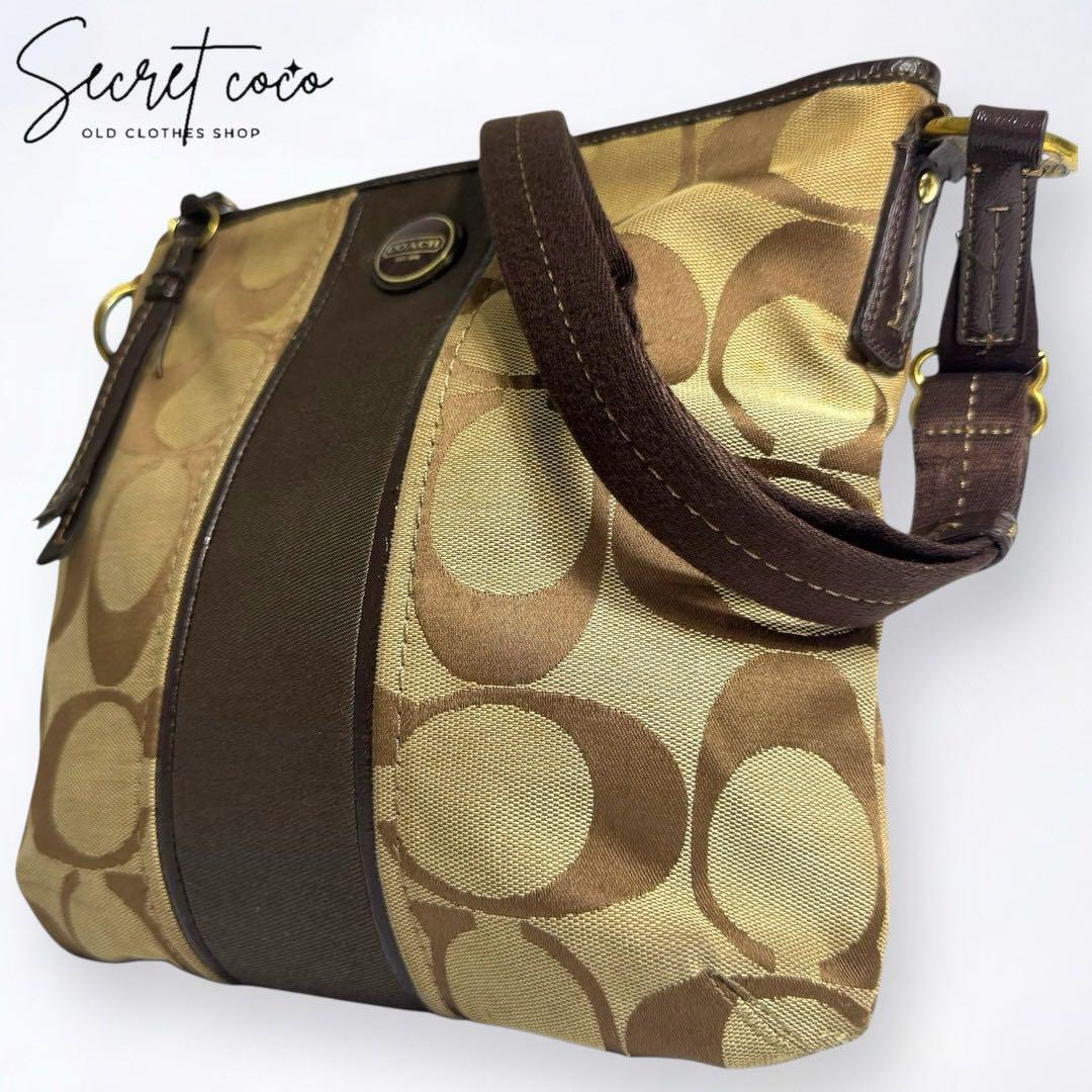 人気 154 COACH コーチ 定番 キャンバス シグネチャー 斜めがけ レディース ショルダーバッグ ブランドバッグ かばん 鞄 バッグ ブラウン拍卖