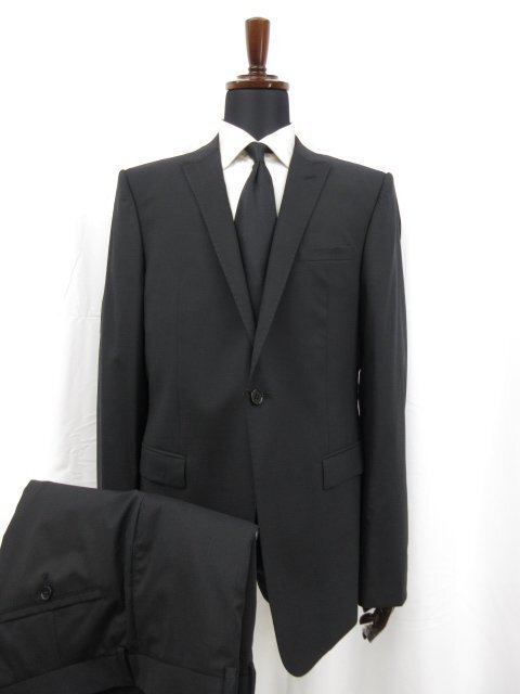 未使用品 【エンポリオアルマーニ EMPORIO ARMANI】 DAVID LINE 1B 黒無地 スーツ (メンズ) 52 冠婚葬祭 伊製 1ZV16E ZZ066 ◯27EMP226拍卖