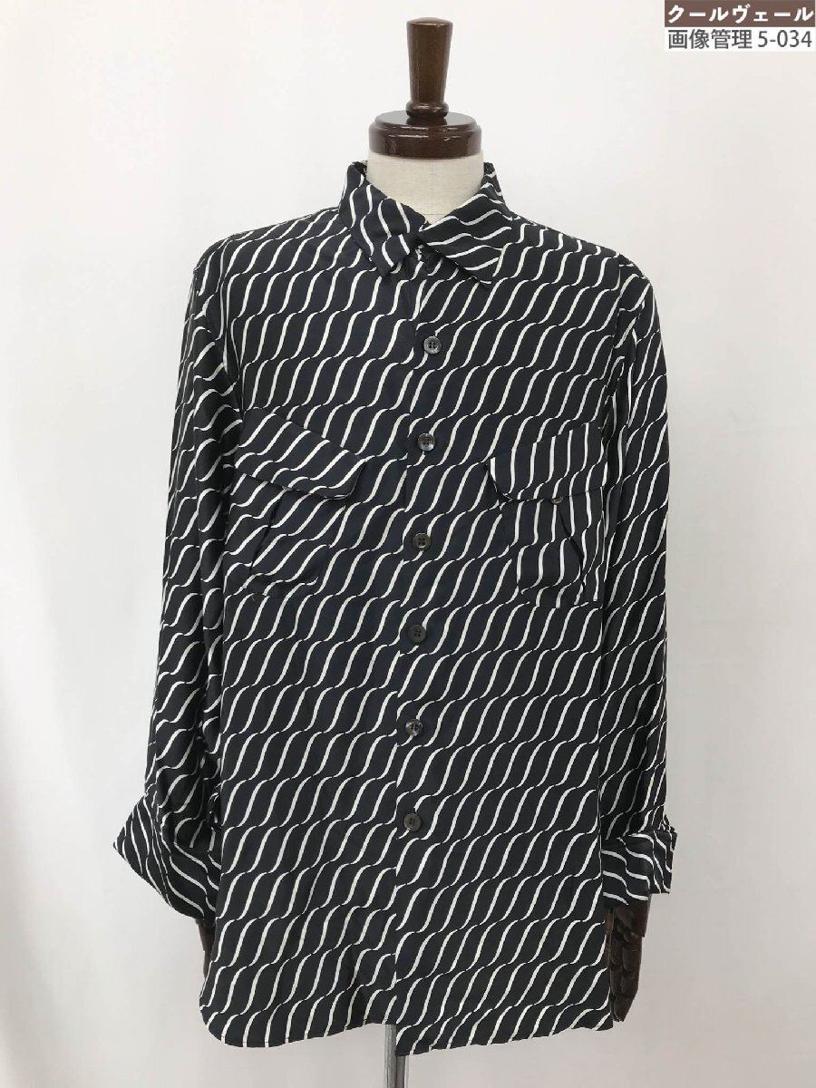HH 美品【GIORGIO ARMANI ジョルジオアルマーニ】シルク100% 総柄 長袖シャツ (メンズ) size43 ブラック系 ◯35MK5081◯拍卖