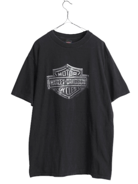 90s USA製 ハーレー ダビッドソン 両面 プリント Tシャツ メンズ L / 古着 オールド ロゴ イラスト オフィシャル ヘビーウェイト バイク 黒拍卖