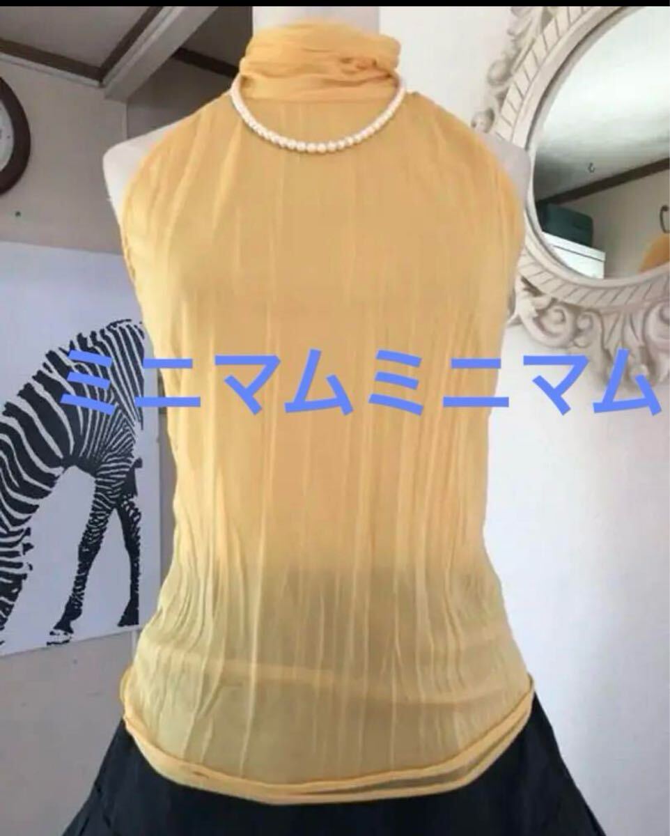 ミニマムミニマムノースリーブシフォントップス ワールド 後ろリボン結び h2拍卖