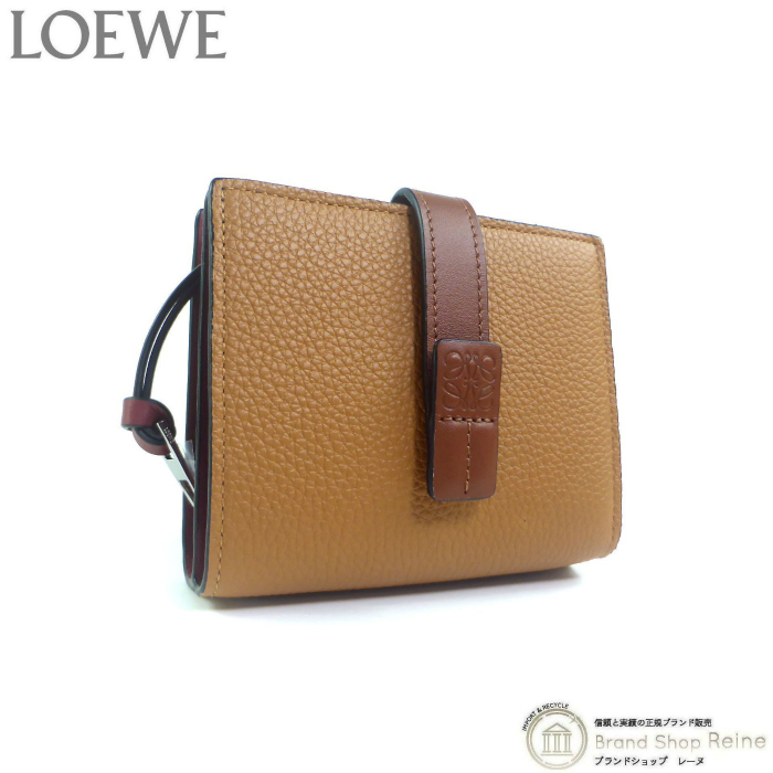 ロエベ (LOEWE) コンパクト ジップ ウォレット ストラップ 二つ折り 財布 C660Z41X01 ライトキャラメル×ピーカン(新品)拍卖