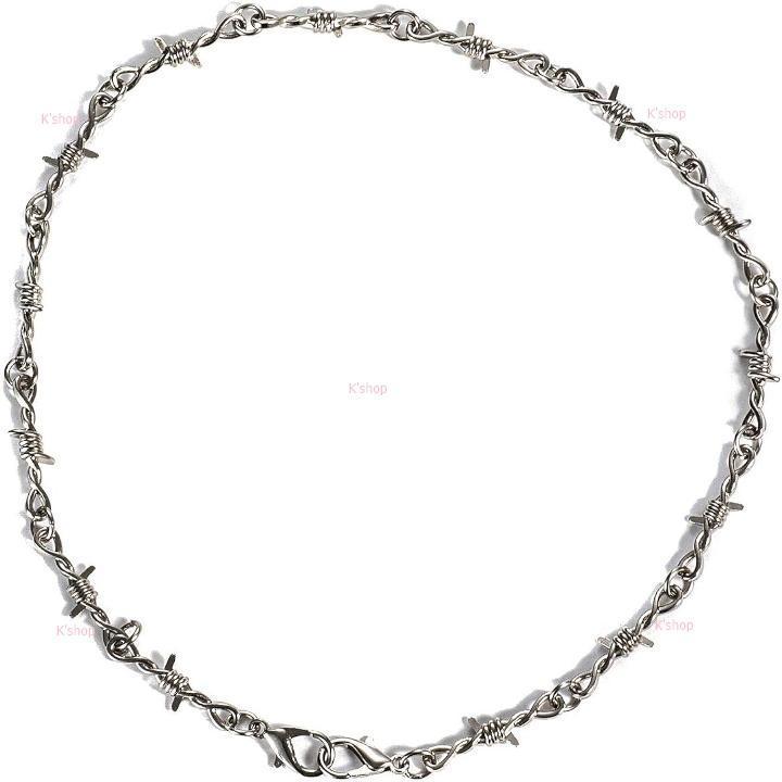 ネックレス 有刺鉄線 南京錠チョーカー トゲ 鎖 ゴシック パンク ヒップホップ メンズ レディース チェーン 首輪 とげとげの鉄ネックレス拍卖